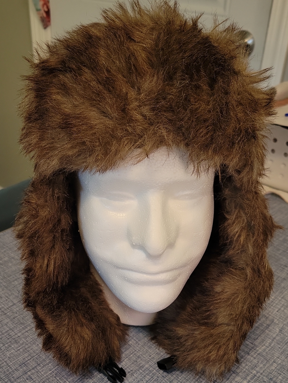 Chillmeister Aviator Men's Faux Fur Trapper Hat. Chin Clasp Button Ear Covers